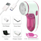 Electric Lint Remover, USB Rechargeable Fabric Shaver for Clothes, Cordless Bobble Sweater Defuzzer with 3 Blades for Fuzz, Pills, Bobbles, Red EasyOptionXY LLC