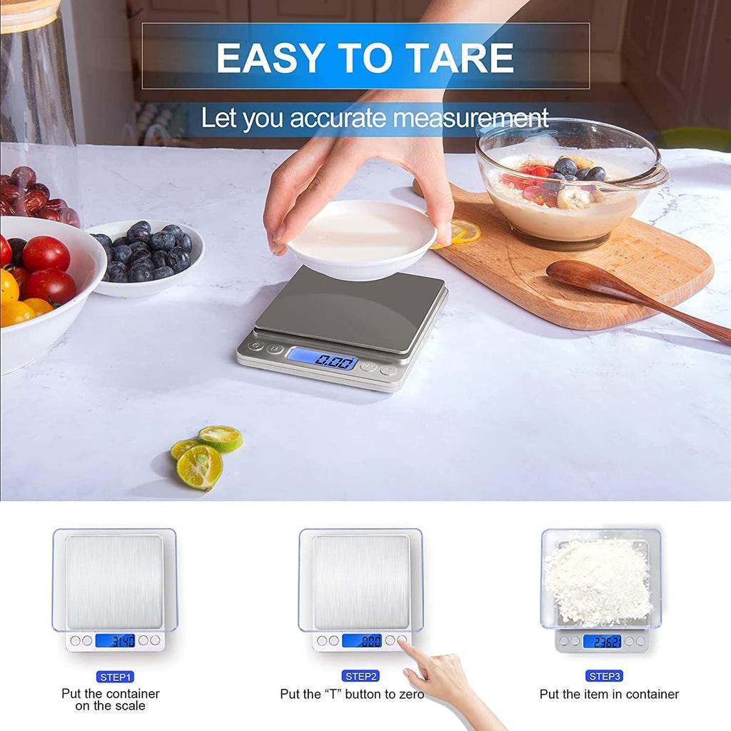 Digital Kitchen Scale, 1kg x 0.01g Gram Scale, Cooking Food Scale with LCD Display, Small Pocket Scale with 2 Trays for Baking, Jewelry, Herbs, Seasoning EasyOptionXY LLC