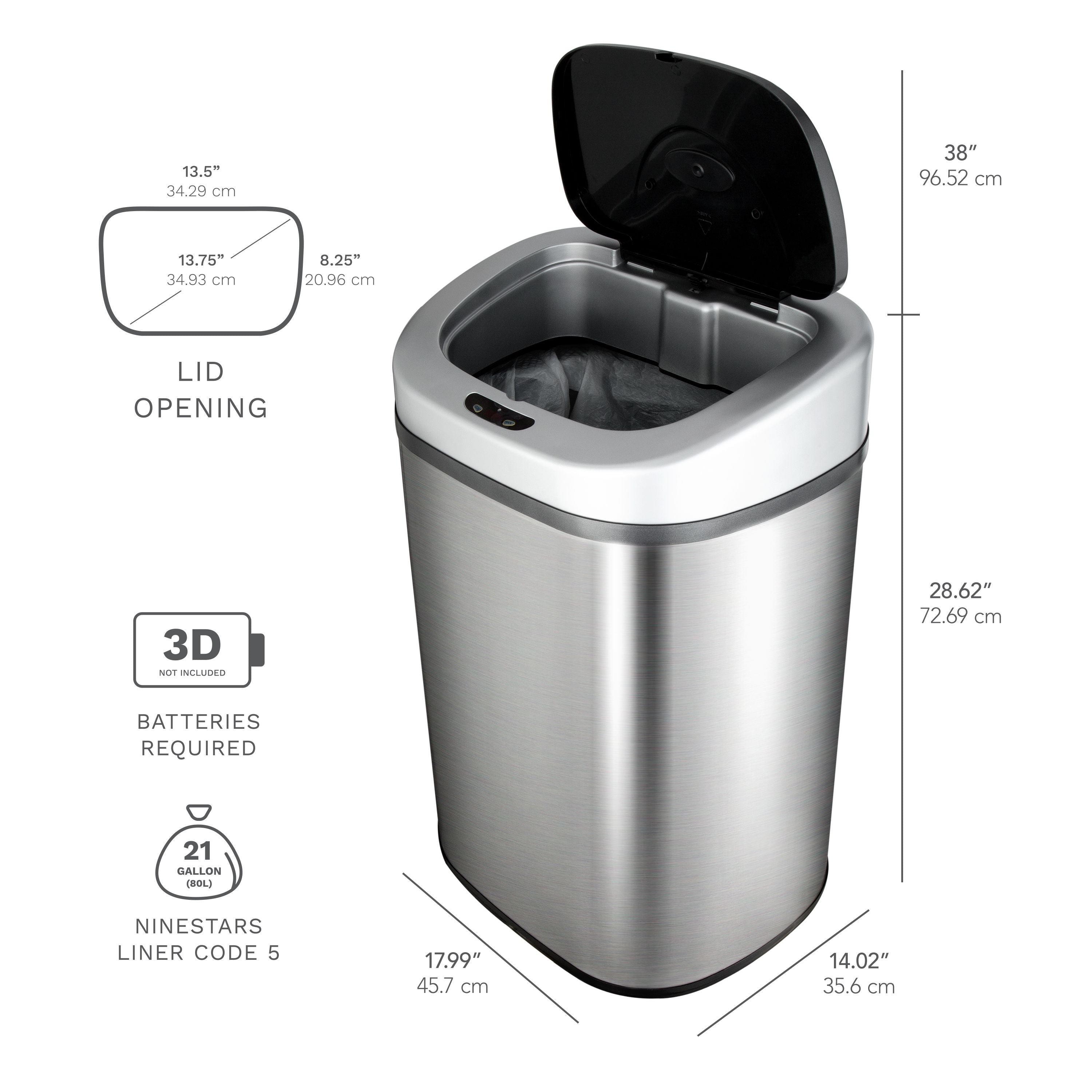 Nine Stars 21.1 Gallon Trash Can, Motion Sensor Touchless Kitchen Trash Can, Stainless Steel EasyOptionXY LLC