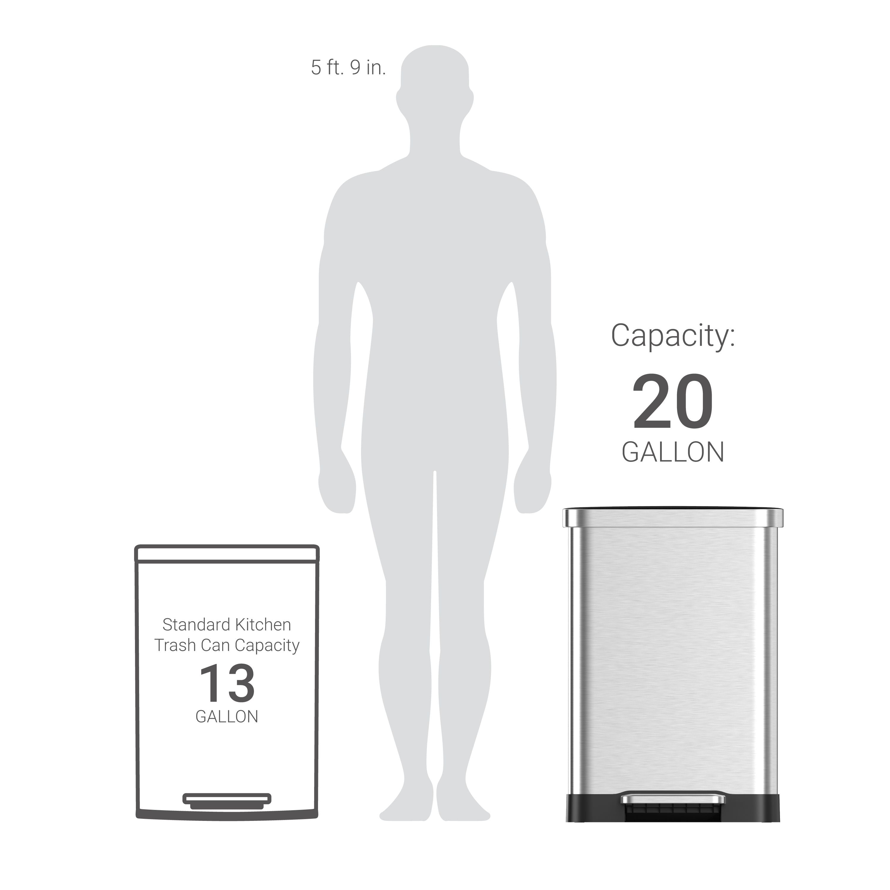 Qualiazero 20 Gallon Trash Can, Stainless Steel Step On Kitchen Trash Can, Silver EasyOptionXY LLC