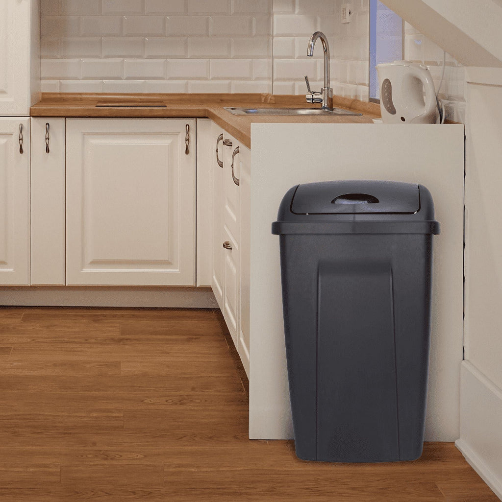 Mainstays 13 Gallon Trash Can, Plastic Swing Top Kitchen Garbage Trash Can, Black, 12.5" L x 16.35" W x 28.23' H EasyOptionXY LLC