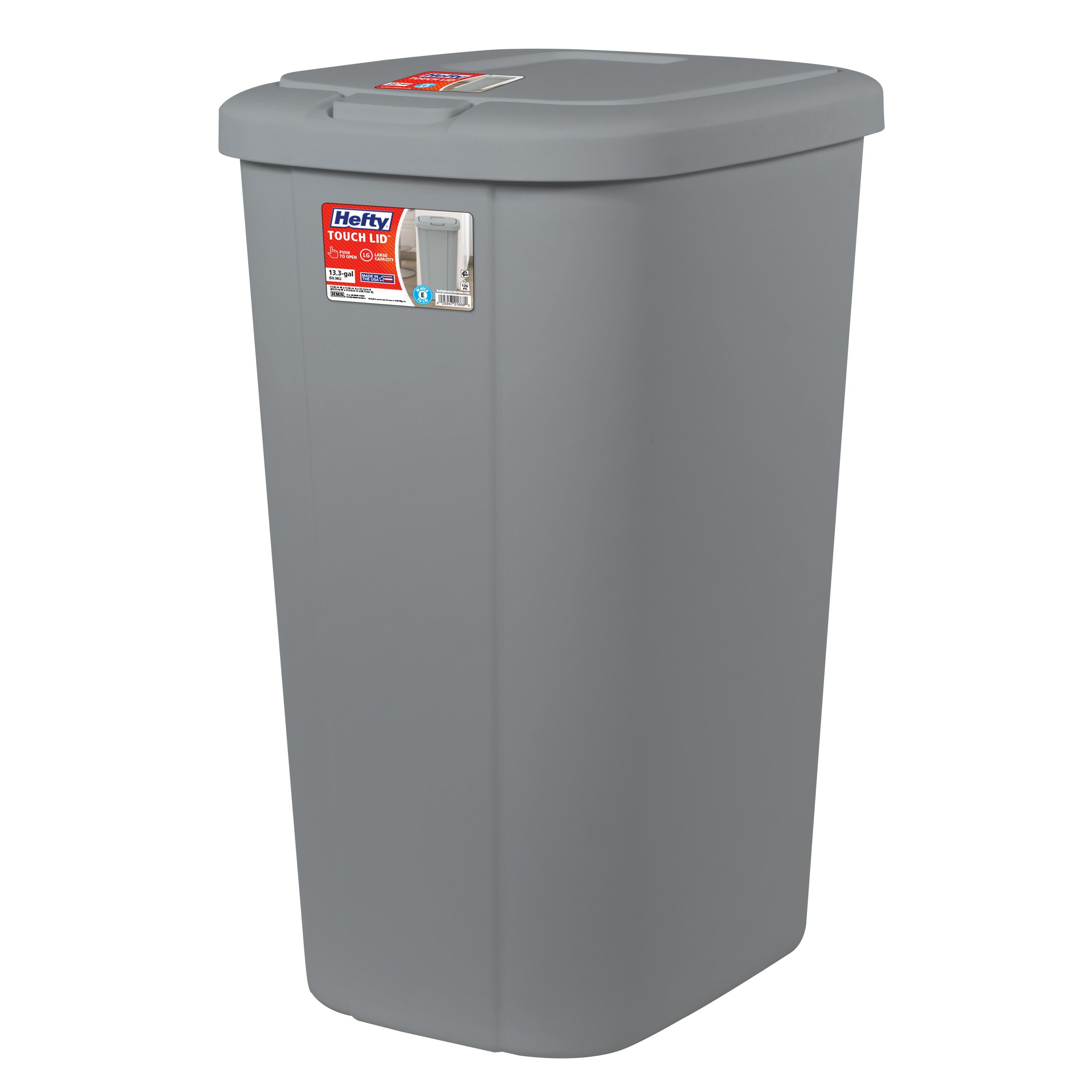Hefty 13.3 Gallon Trash Can, Plastic Touch Top Kitchen Trash Can, Grey EasyOptionXY LLC