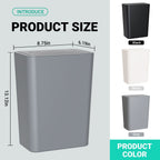 TINANA Small Trash Can with Lid, 3 Pack 10L Plastic Trash Bin, 2.6 Gallon Slim Garbage Bin Wastebasket with Pop-Up Lid for Bathroom, Bedroom, Office, Kitchen, Craft Room EasyOptionXY LLC