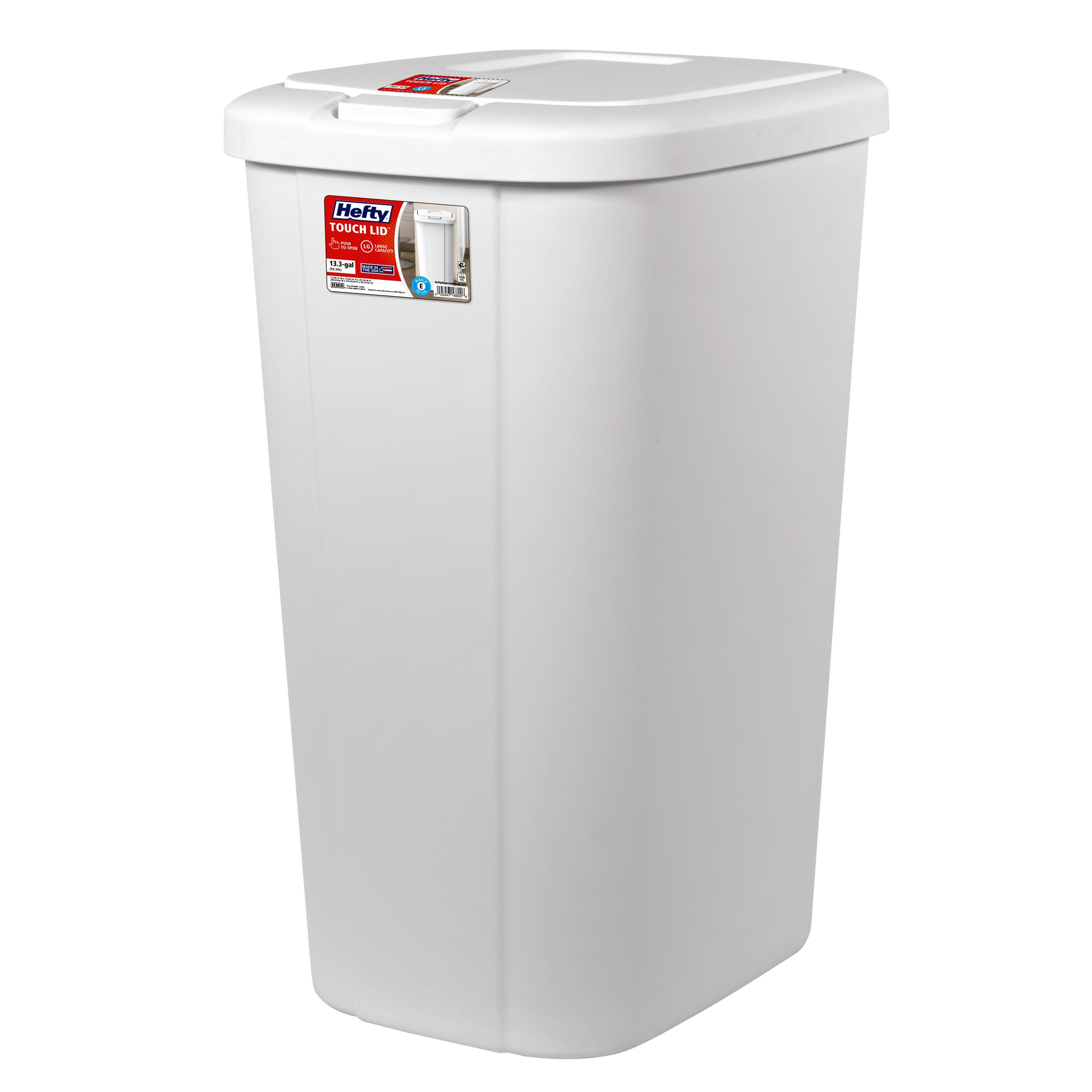 Hefty 13.3 Gallon Trash Can, Plastic Touch Top Kitchen Trash Can, White EasyOptionXY LLC