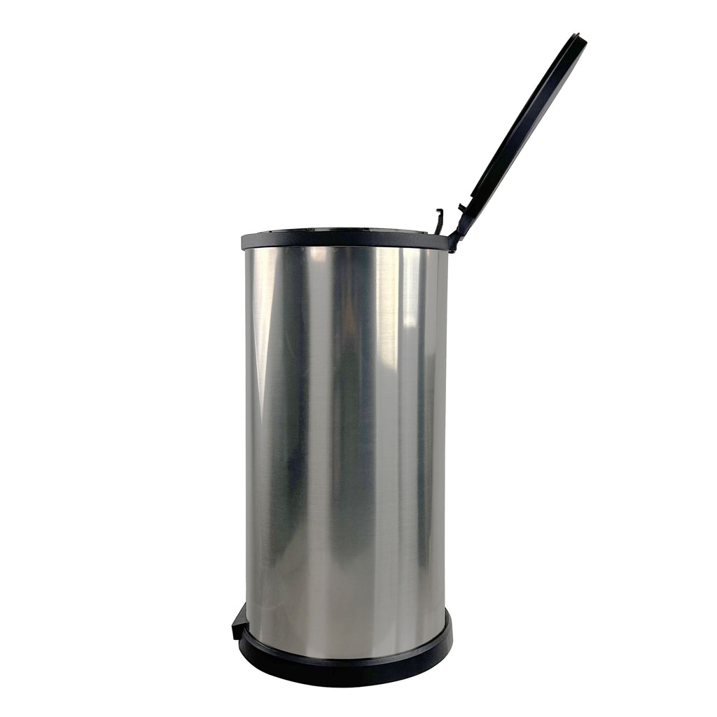Mainstays 7.9 Gallon Trash Can, Plastic Round Step Kitchen Trash Can, Silver
