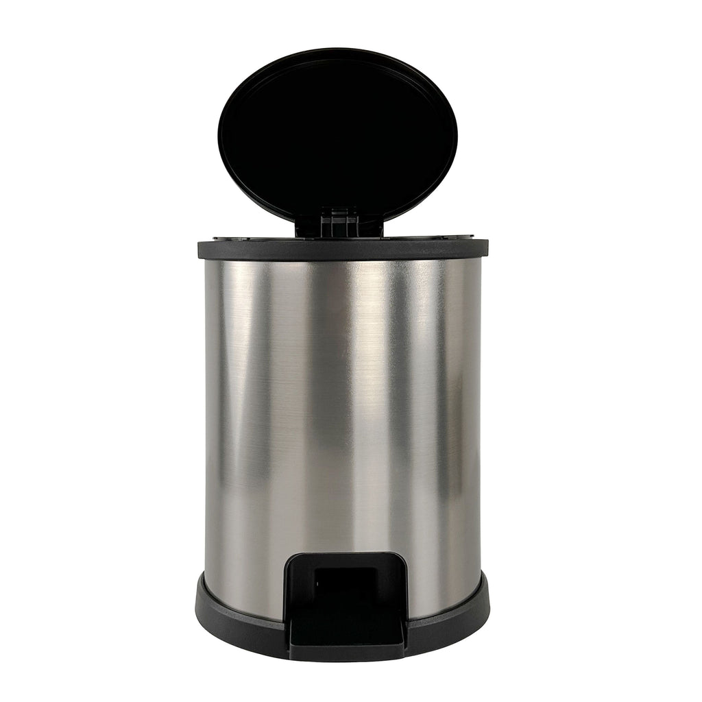 Mainstays 1.5 Gallon Trash Can, Plastic Round Step Bathroom Trash Can, Silver EasyOptionXY LLC