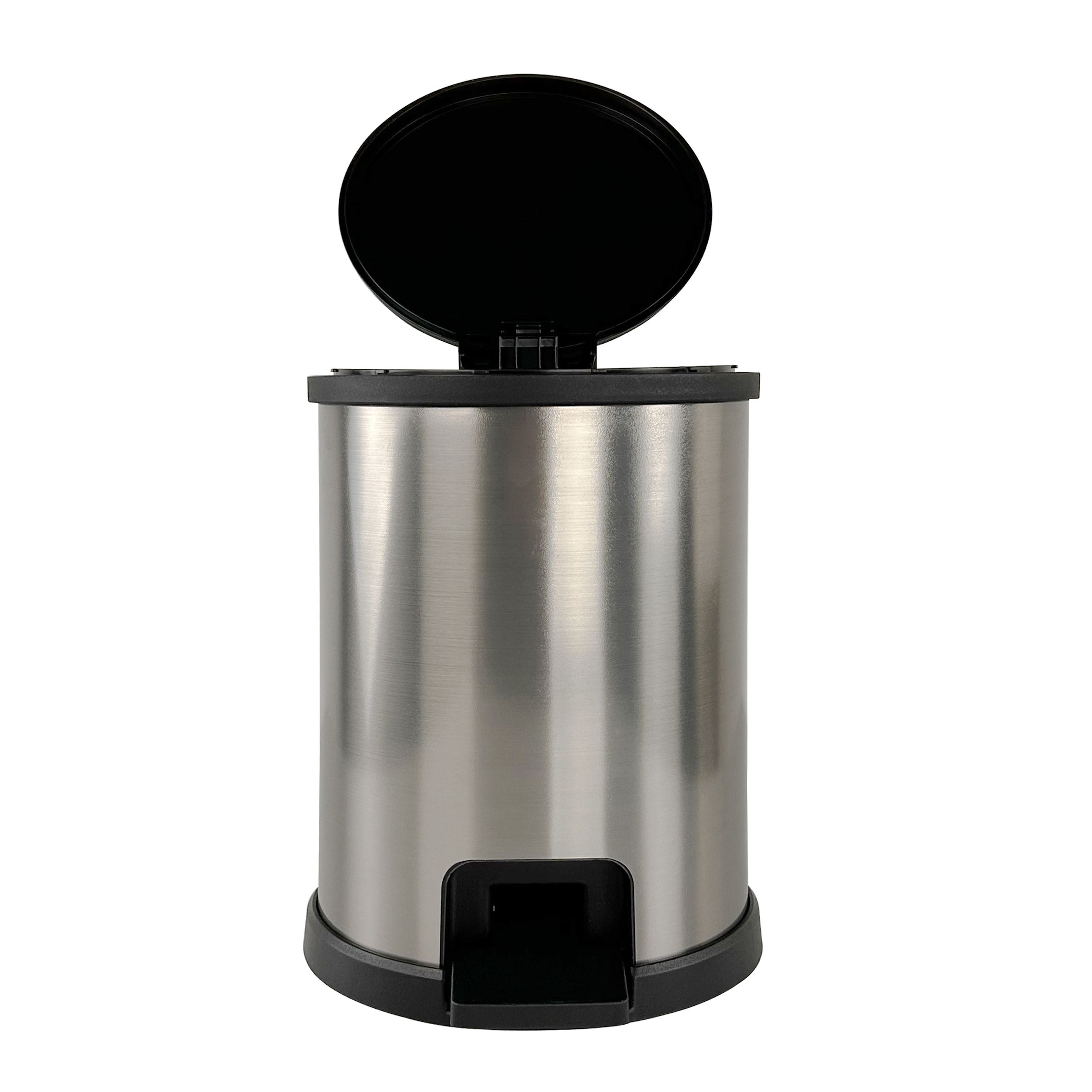 Mainstays 1.5 Gallon Trash Can, Plastic Round Step Bathroom Trash Can, Silver EasyOptionXY LLC