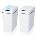 VQJTCVLY 2Pack Bathroom Small Trash Can with Lid, 2.2 Gallon Touchless Automatic Garbage Can Slim Waterproof Motion Sensor Smart Trash Bin for Bedroom, Office, Kitchen, Living Room (White)