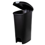 Hefty 12 Gallon Trash Can, Plastic Slim Lockable StepOn Kitchen Trash Can, Black