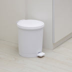 Mainstays 1.5 Gallon Round White Plastic Step Trash Can for Bathroom EasyOptionXY LLC