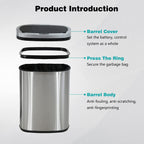 BestOffice 13 Gallon Stainless Steel Touchless Garbage Trash Can with Motion Sensor for Indoor Use(Silver) EasyOptionXY LLC