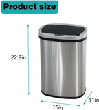 BestOffice 13 Gallon Stainless Steel Touchless Garbage Trash Can with Motion Sensor for Indoor Use(Silver) EasyOptionXY LLC