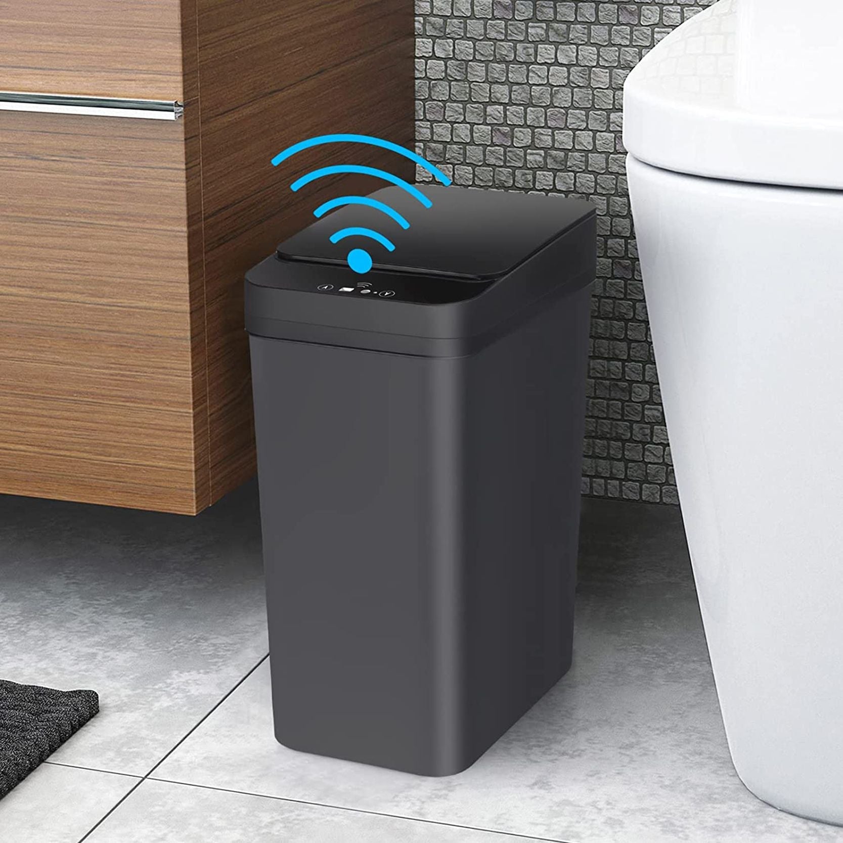 Clackibukvyz 2.5 Gallon Automatic Trash Can, Black, 1 Pack EasyOptionXY LLC