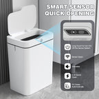 Small Bathroom Trash Cans with Lid, 3.95 Gallon Touchless Trash Bin, Automatic Trash Cans Touchless, Slim Waterproof Smart Trash Can for Bedroom, Bathroom, Office, Living Room, Toilet, RV EasyOptionXY LLC