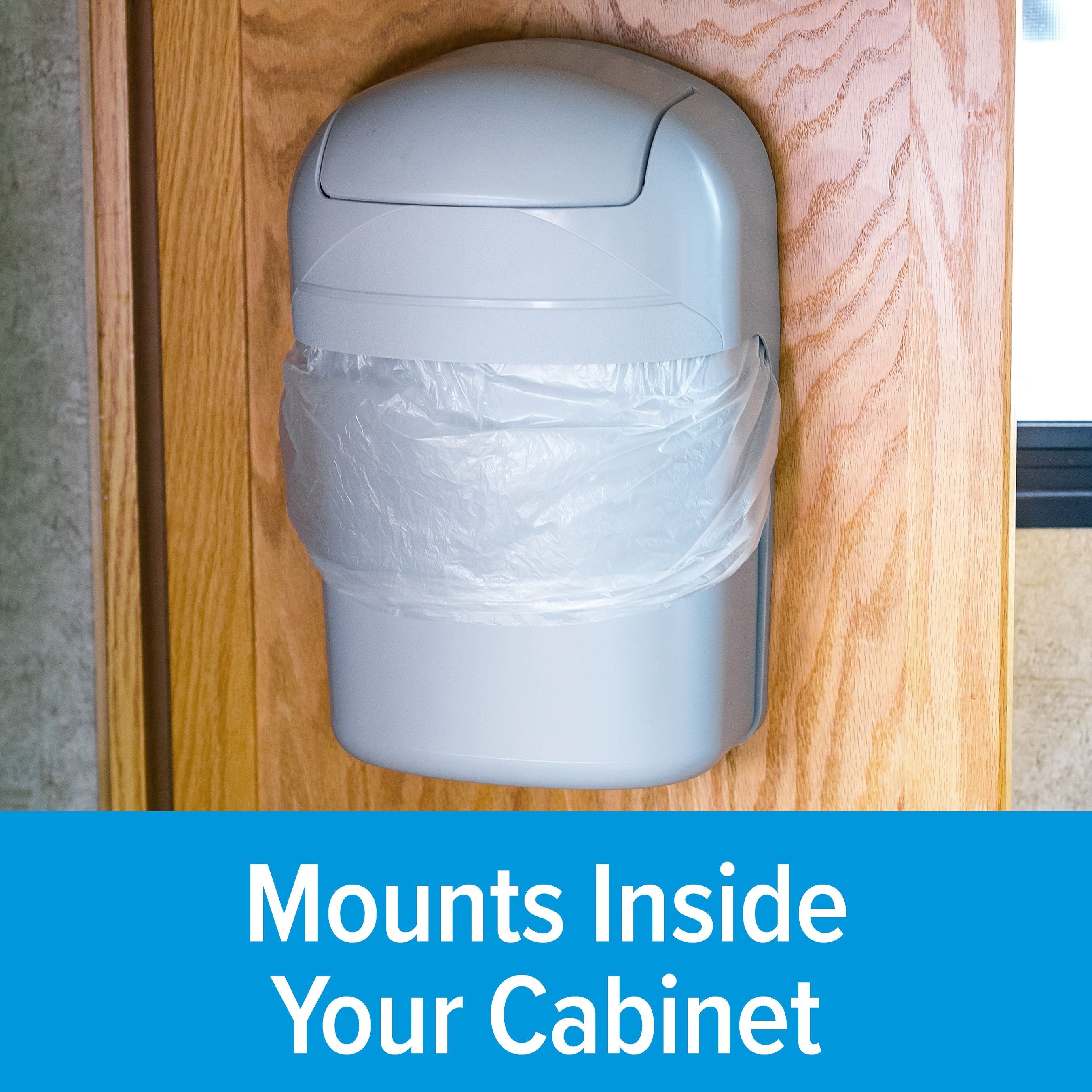 Camco Camper/RV Cabinet Mount Trash Can | 13" (T) x 8.5" (W) x 5" (D) | 5-Quart, Gray (43963) EasyOptionXY LLC