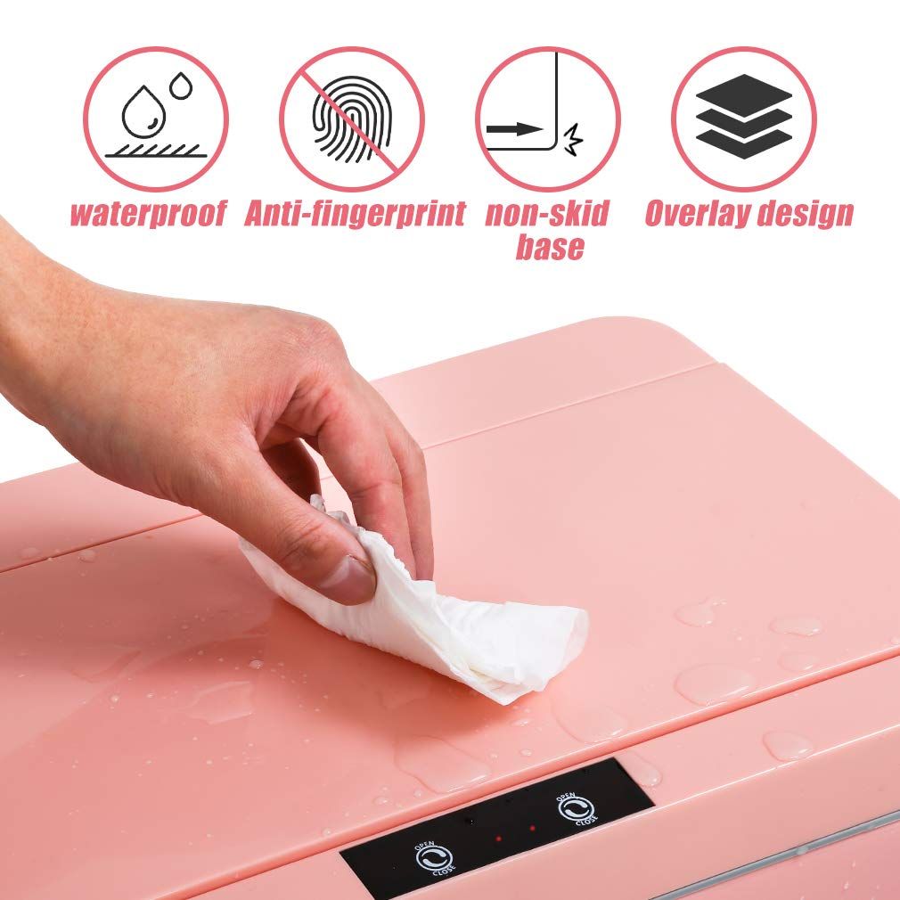 BestOffice 13 gallon Automatic Plastic Trash Can with Lid, Touch Free with Motion Sensor for Indoor Use(Pink) EasyOptionXY LLC