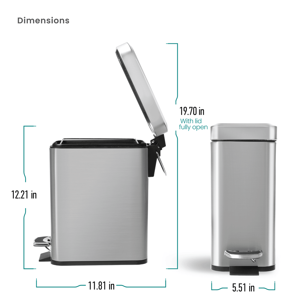Home Zone Living 1.3 Gallon Trash Can in Stainless Steel, 5 Liter, for Bathroom or Bedroom EasyOptionXY LLC