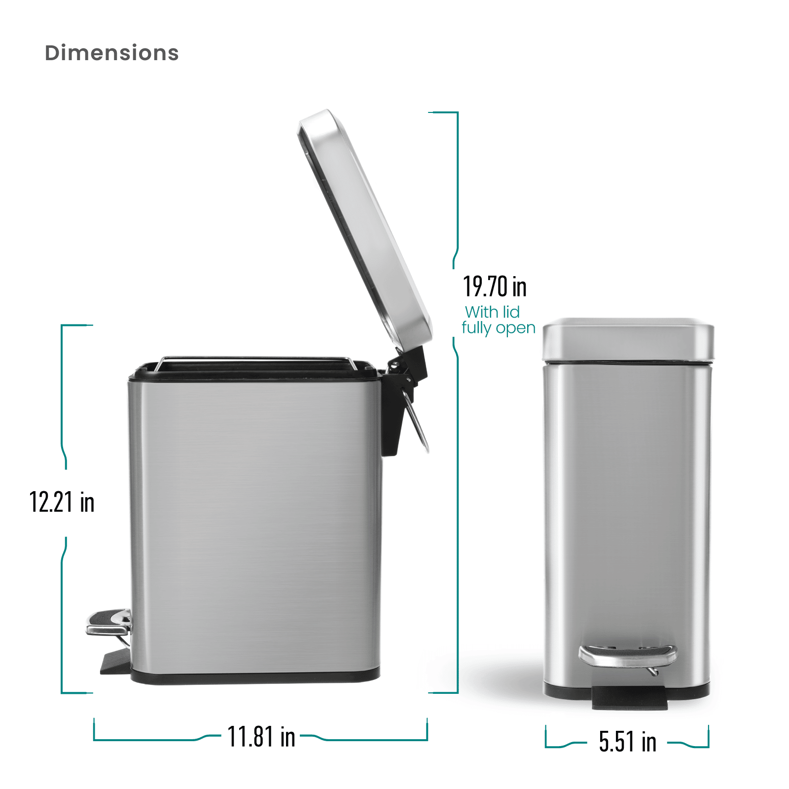Home Zone Living 1.3 Gallon Trash Can in Stainless Steel, 5 Liter, for Bathroom or Bedroom EasyOptionXY LLC
