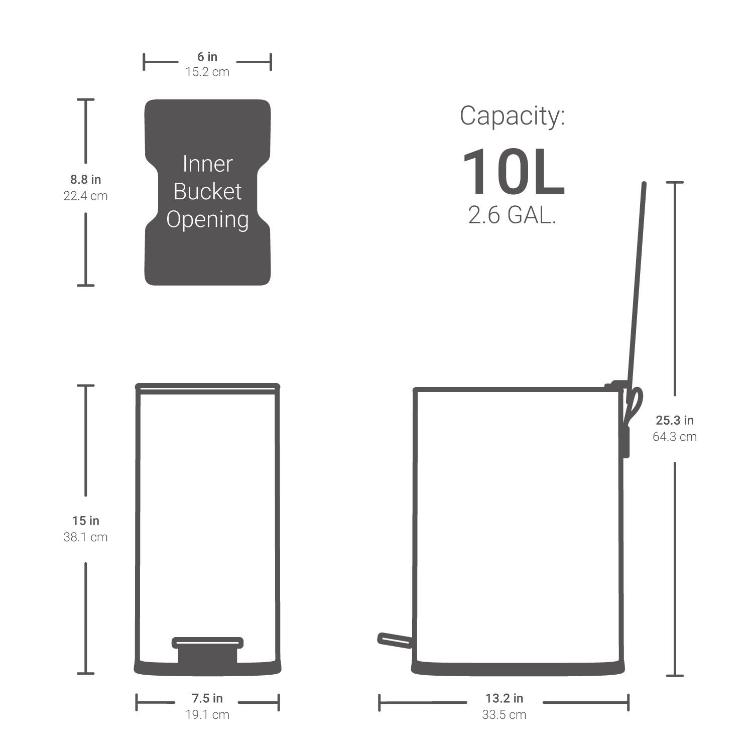 Qualiazero 2.6 Gallon Trash Can, Stainless Steel Step On Bathroom Trash Can, Silver EasyOptionXY LLC