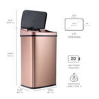 Nine Stars Motion Sensor Rectangular Kitchen Garbage Can, Gold Stainless Steel, 13.2 gal EasyOptionXY LLC