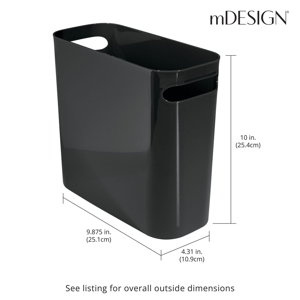 mDesign Plastic Small 1.5 Gallon/5.7 Liter Trash Can - Built-In Handles, Black EasyOptionXY LLC