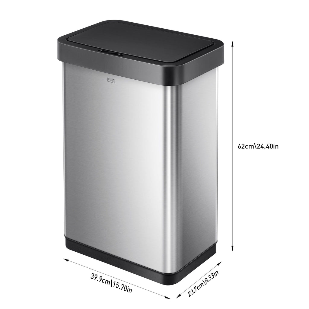 EKO Essentials 13.2 Gallon/50 Liter Horizon Lite Stainless Steel Sensor Trash Can