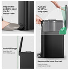 Cesun Small Bathroom Trash Can with Lid Soft Close, Step Pedal, 6 Liter / 1.6 Gallon Stainless Steel Garbage Can with Removable Inner Bucket, Anti-Fingerprint Finish (Matt Black) EasyOptionXY LLC