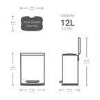 Qualiazero 13.2 Gallon and 3.2 Gallon Trash Can Combo, Rectangular Shape Step Can Combo - Matte Black EasyOptionXY LLC