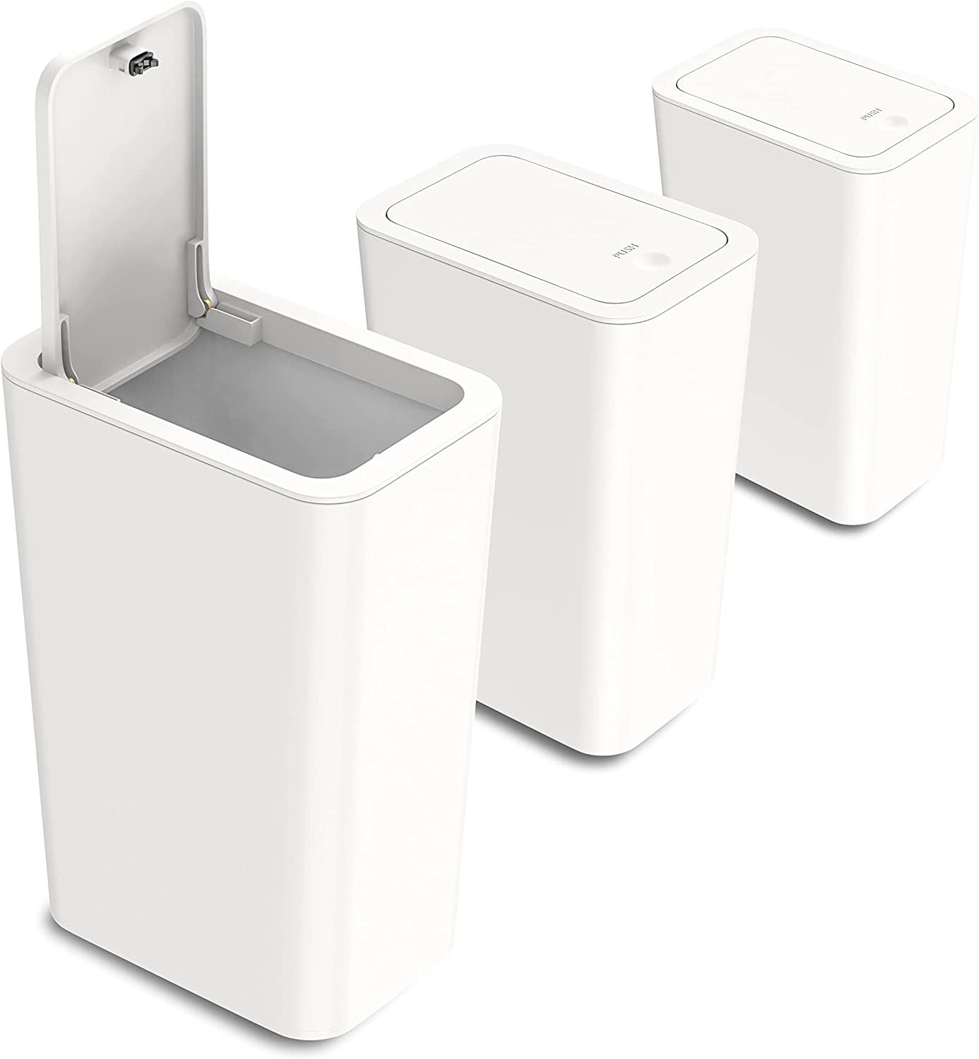 ZeenArt 2.6 Gallon Trash Can, Bathroom Trash Can with Pop-Up Lid, 3 Pcs, White EasyOptionXY LLC