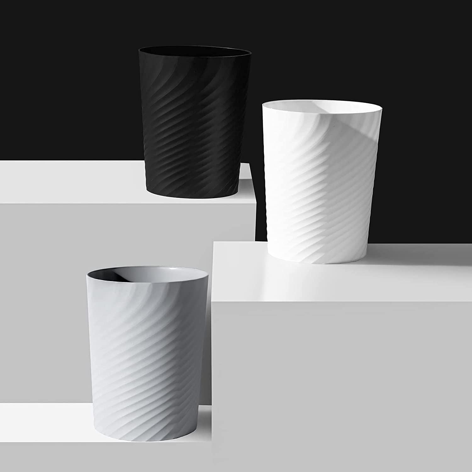 Small Trash Can 1.8 Gallon Wastebasket Recycling Bin for Bathroom Bedroom Office Kitchen,Black,F166804 EasyOptionXY LLC