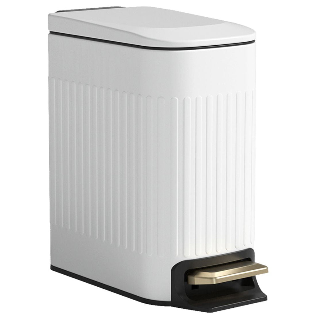Small Trash Can with Lid, 1.6 gal Stainless Steel Step Garbage Can with Inner Bucket for Bathroom, Kitchen ( White )