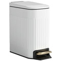 Small Trash Can with Lid, 1.6 gal Stainless Steel Step Garbage Can with Inner Bucket for Bathroom, Kitchen ( White )