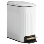 Small Trash Can with Lid, 1.6 gal Stainless Steel Step Garbage Can with Inner Bucket for Bathroom, Kitchen ( White )