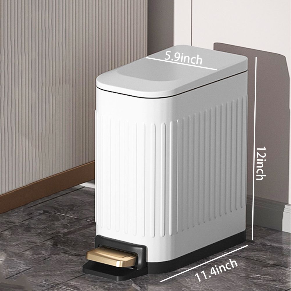 Small Trash Can with Lid, 1.6 gal Stainless Steel Step Garbage Can with Inner Bucket for Bathroom, Kitchen ( White )