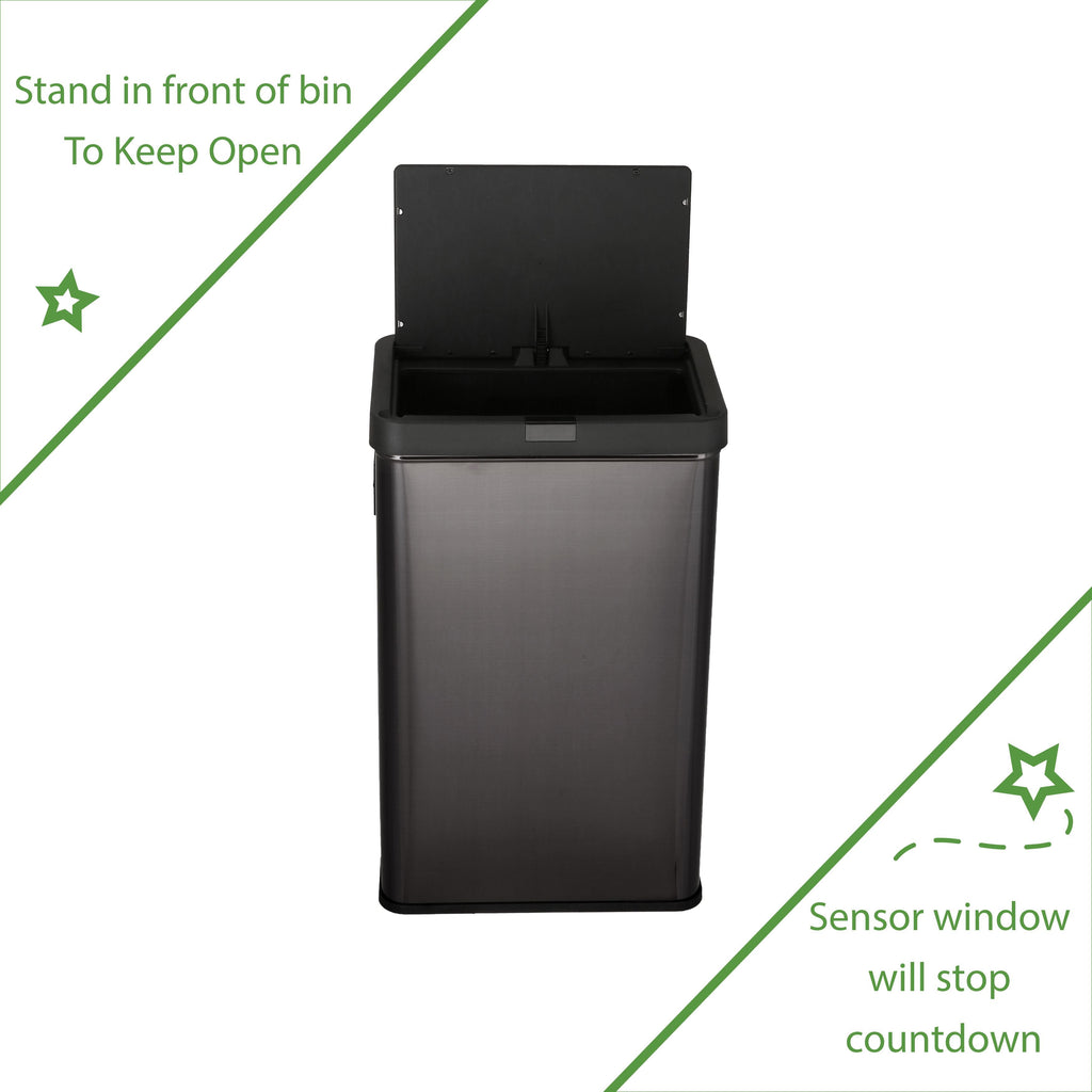 Better Homes & Gardens 13.7 gal Touchless Dual Sensor Kitchen Garbage Can with Stay Open Lid, Black