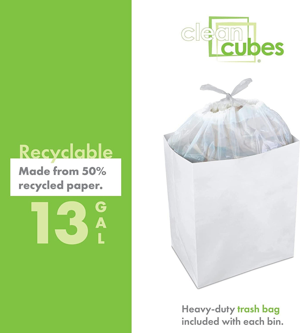 Clean Cubes 13 Gallon Disposable Trash Cans (3-Pack / Reusable / White) EasyOptionXY LLC