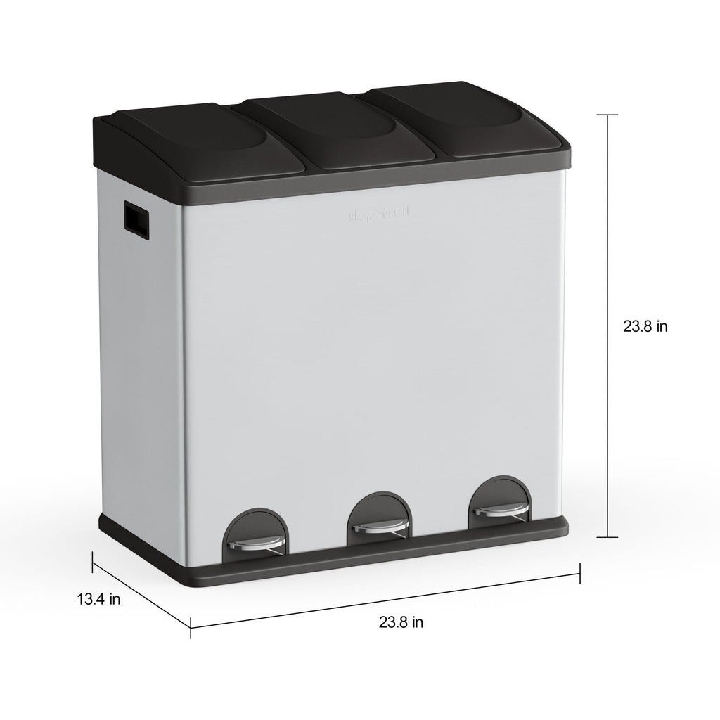 Step N' Sort 3-Compartment Stainless Steel Kitchen Trash and Recycling Bin, 16 gal EasyOptionXY LLC