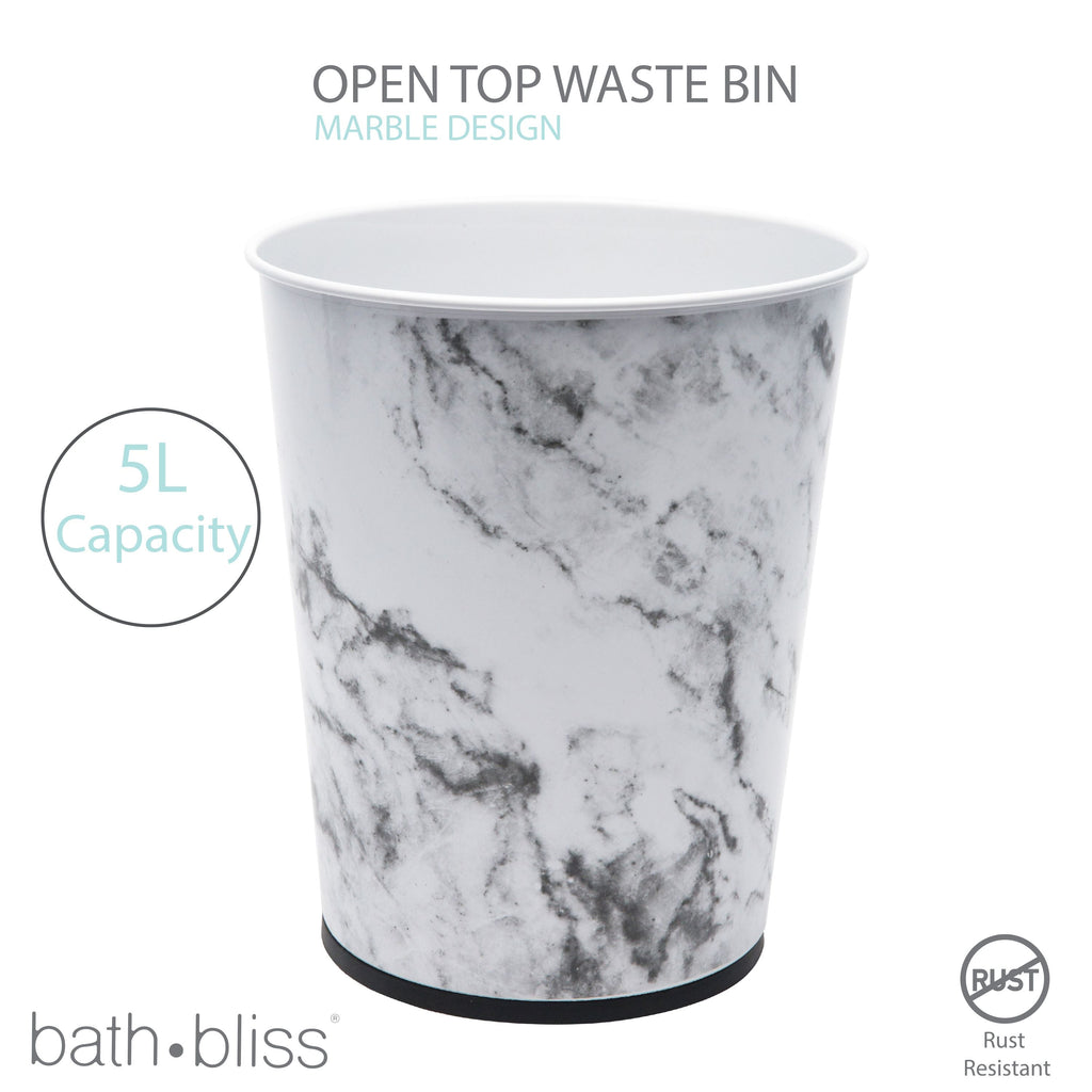 Bath Bliss 1.3 gal Bathroom Trash Can Wastebasket, Marble EasyOptionXY LLC