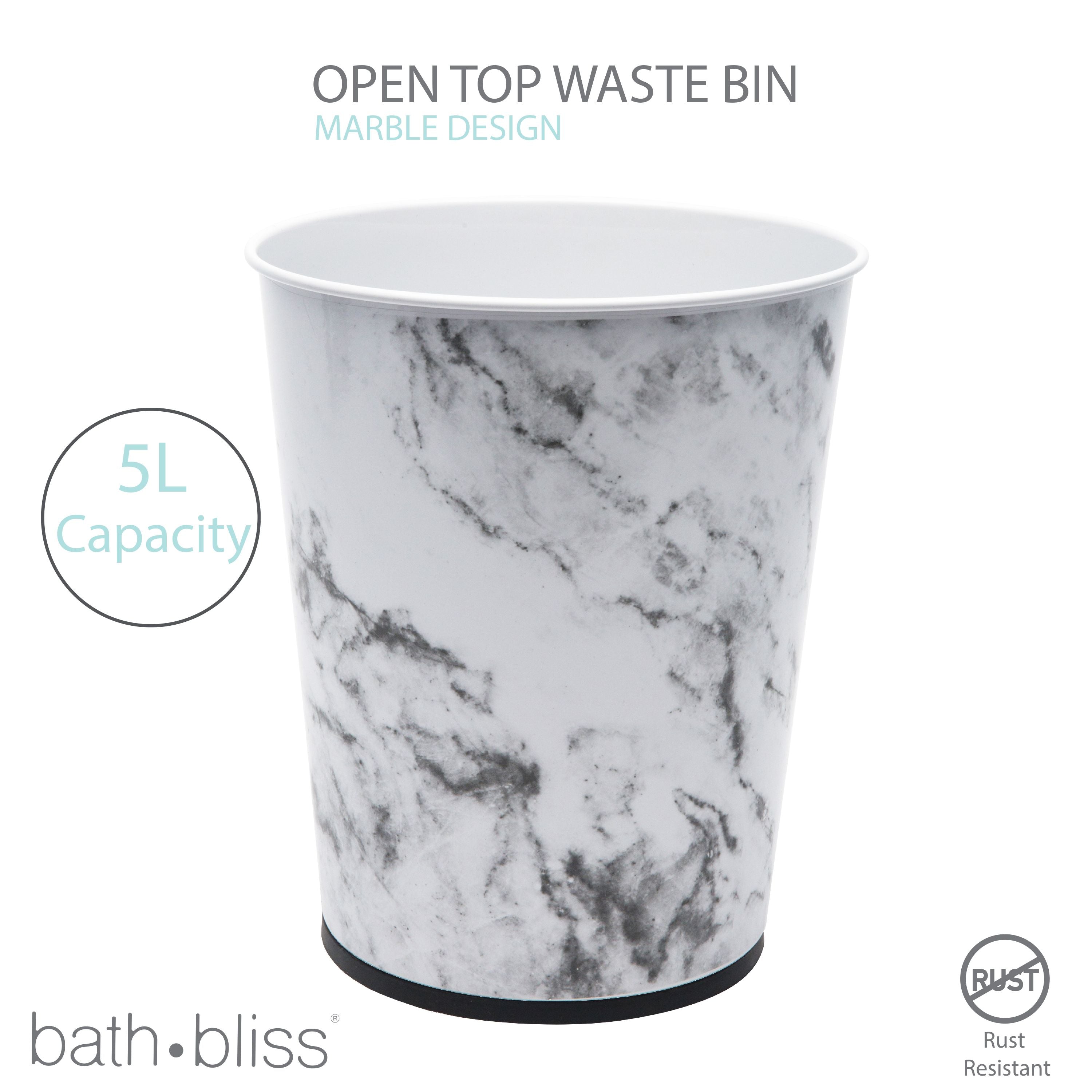 Bath Bliss 1.3 gal Bathroom Trash Can Wastebasket, Marble EasyOptionXY LLC