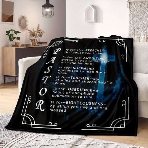 1pc, Pastor Appreciation Gifts For Men, Throw Blanket, Thank You Presents For Christmas, Pastor Appreciation Day, Birthday, Father's Day Cross Lootquake LLC