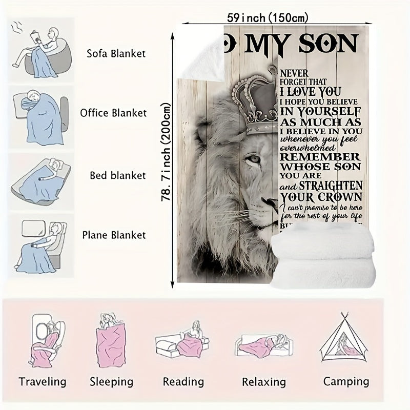 1pc Super Soft Flannel Blanket Gift From Mother To Son Suitable Bedroom Throw Blanket High Definition Printed Soft Blanket For Sofa Couch Office Bed Camping Travelling Lootquake LLC