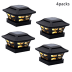 Solar Post Cap Lights 4 Pack, 4x4 Outdoor Solar Powered Post Cap Lights, Waterproof LED Fence Lights for Garden Yard Deck Patio Decoration, Black EasyOptionXY LLC