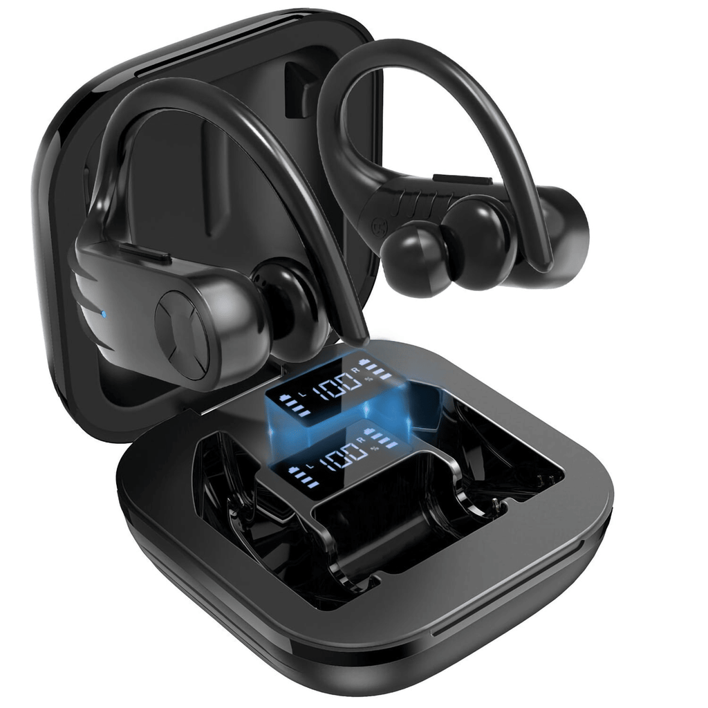 Wireless Earbuds Bluetooth Headphones, 5.0 Built-in Mic in Ear Running Headset with Earhooks Charging Case, Wireless Sport Earphones Compatible with iPhone Samsung Android for Working/Travel/Sports EasyOptionXY LLC