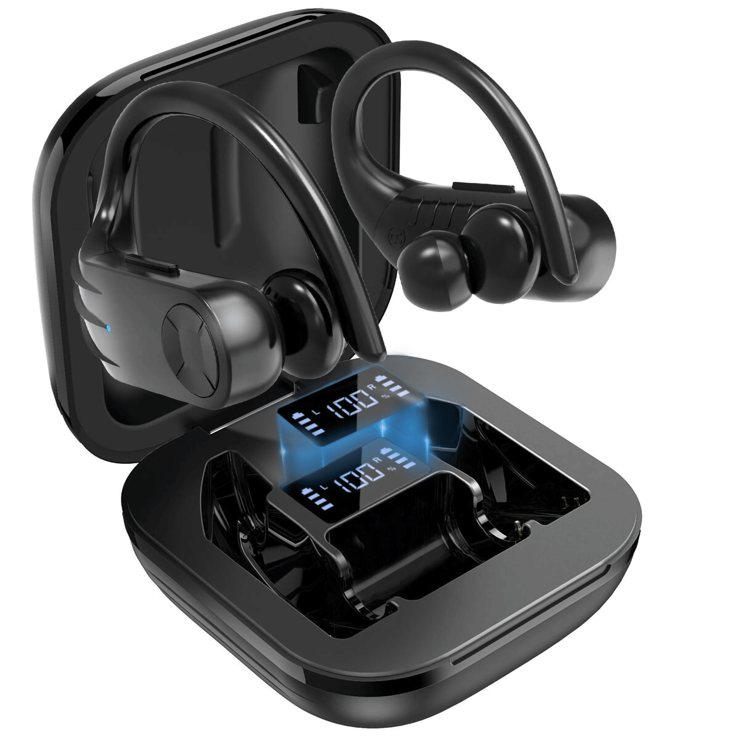 Wireless Earbuds Bluetooth Headphones, 5.0 Built-in Mic in Ear Running Headset with Earhooks Charging Case, Wireless Sport Earphones Compatible with iPhone Samsung Android for Working/Travel/Sports EasyOptionXY LLC