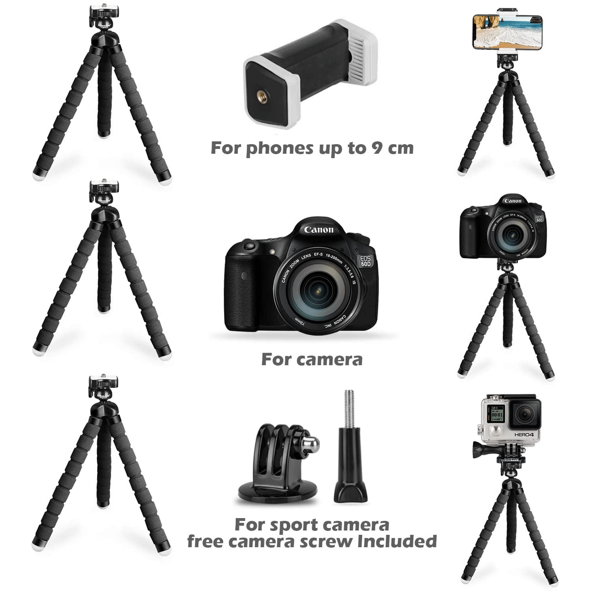 Cell Phone Tripod with Wireless Remote, Flexible Camera Tripod with Wireless Remote for iPhone, Samsung, Smartphone Stand for iPhone, Go Pro, Digital Action Camera EasyOptionXY LLC