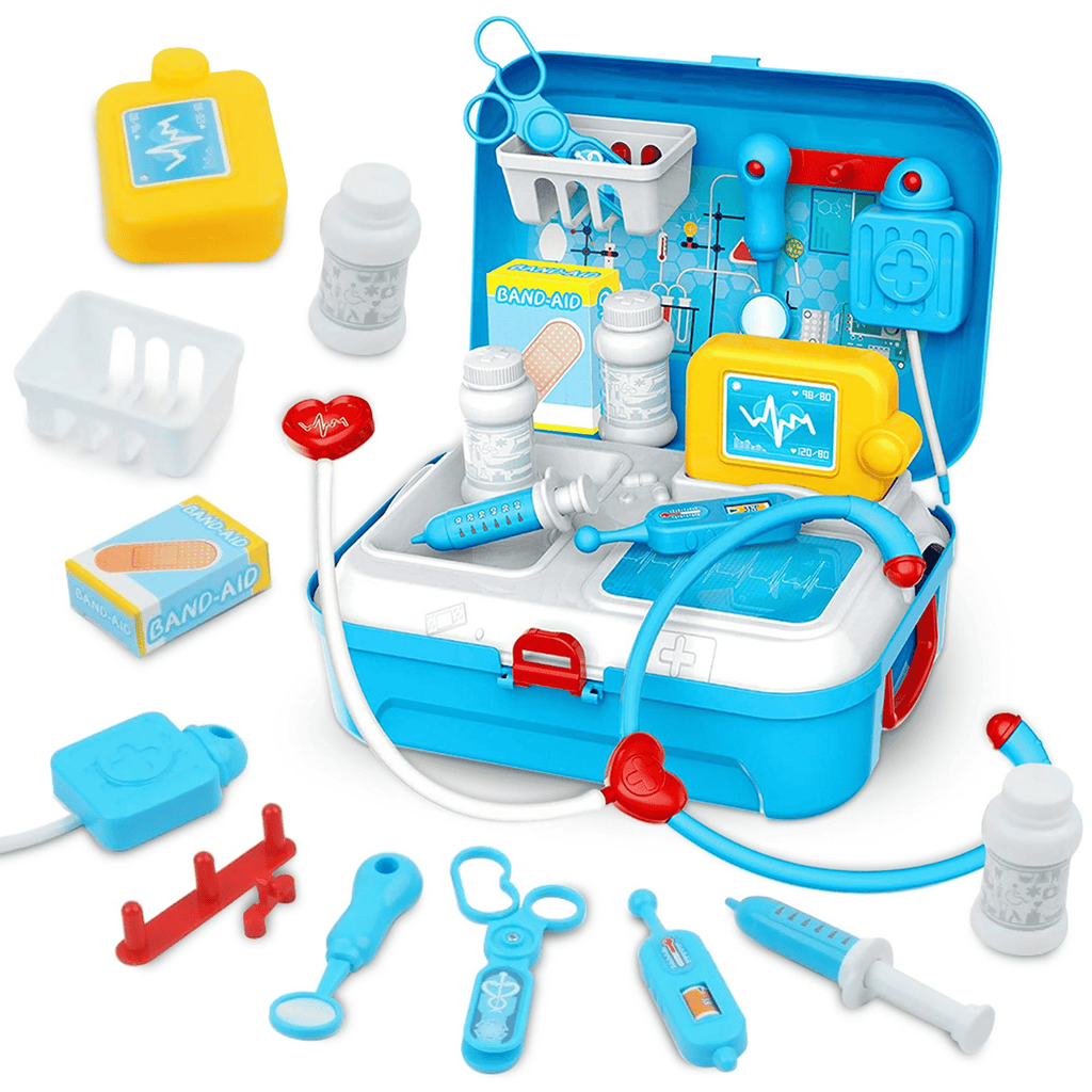 Realistic Pretend Doctor Playset 17 Pcs, Toy Doctor Kit with Stethoscope, Educational Toy Doctor Play Kit for Kids Girls Boys 3 4 5 6 7 Years Old EasyOptionXY LLC