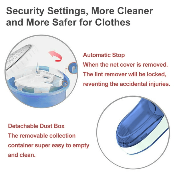 Electric Lint Remover, USB Rechargeable Fabric Shaver for Clothes, Cordless Bobble Sweater Defuzzer with 3 Blades for Fuzz, Pills, Bobbles, Blue EasyOptionXY LLC