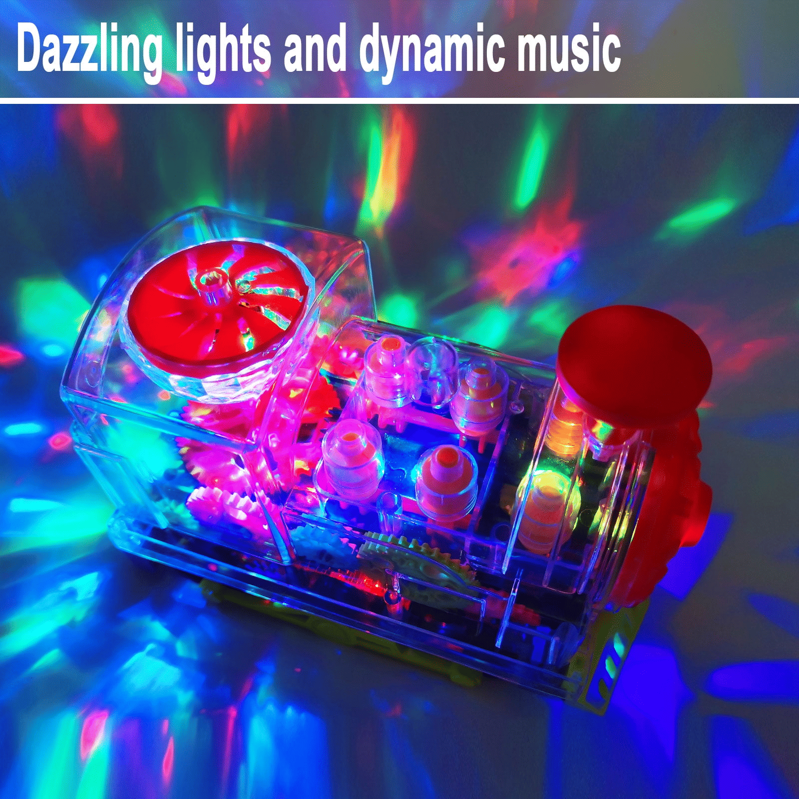 Electric Train Toy, Transparent Gear Toy for Kids, Kids Train Set with Light & Music, Early Educational Birthday Gift for Toddlers EasyOptionXY LLC
