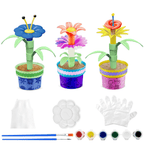 3 Pack Artificial Potted Flowers, Realistic Flower Pots with Paint Set, DIY Flower Craft Kit for Kids Gift Home Office Decoration Desktop Decor (31 Pcs) EasyOptionXY LLC
