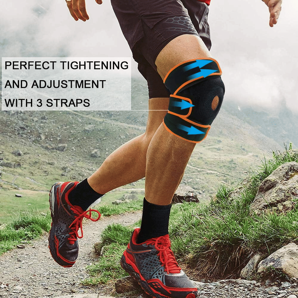 Knee Brace for Men and Women, Adjustable Knee Brace Support, Compression Sleeve for Meniscus Tear, ACL, Arthritis, Joint Pain, Runner, Sport, Orange EasyOptionXY LLC